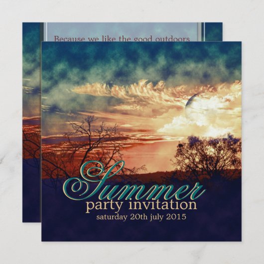 Sommerabende im Freien Rustikale Party Einladung (Vorne/Hinten)