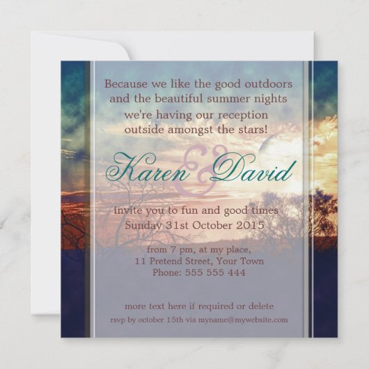 Sommerabende im Freien Rustikale Party Einladung (Rückseite)