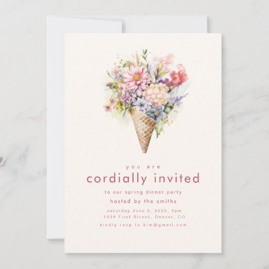 Sommerabendessen im Frühling Party einladen Einladung (Vorderseite)