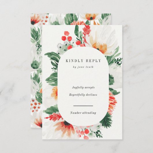 Sommeraquarine-Wildblumen Vertikale RSVP-Karte RSVP Karte (Vorne/Hinten)