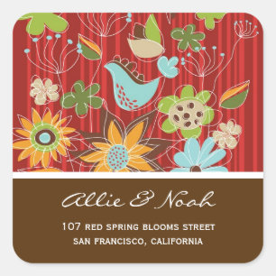 Sommeraufkleber für tropische Rote Flora Quadratischer Aufkleber