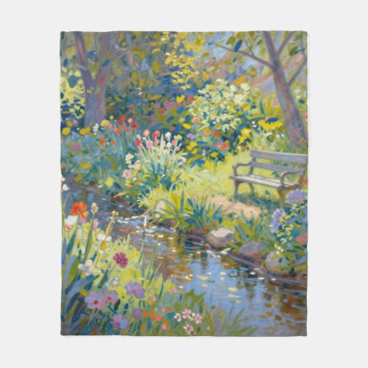 Sommerbach Blumen Fleecedecke (Vorderseite)