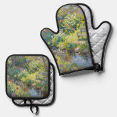 Sommerbach Blumen Ofenhandschuh & Topflappen-Set (Vorderseite/Rückseite)