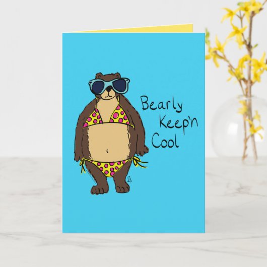 Sommerbär in Bikini auf der Beach Grußkarte Karte (Gelbe Blume)