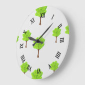 Sommerbäume auf Grau Große Wanduhr (Winkel)