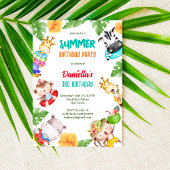 Sommerbecken Geburtstag niedliche Kleintiere Einladung