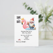 Sommerbecken mit SANTA CLAUS Save the Date Postkarte (Stehend Vorderseite)