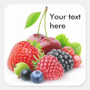 Sommerbeeren Quadratischer Aufkleber