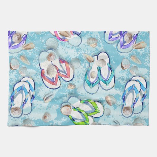 Sommerbewohner-Muscheln Geschirrtuch (Horizontal)