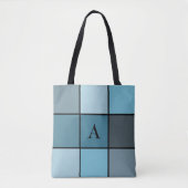 Sommerblau Initialen Monogramm Geometrisch Tasche (Vorderseite)