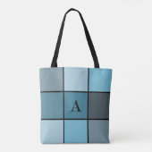 Sommerblau Initialen Monogramm Geometrisch Tasche (Rückseite)