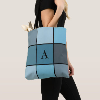 Sommerblau Initialen Monogramm Geometrisch Tasche