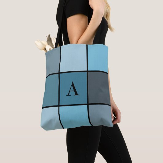 Sommerblau Initialen Monogramm Geometrisch Tasche (Von Nahem)