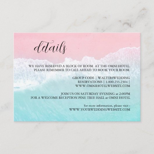 Sommerblau, rosa Ocean Beach Details Begleitkarte (Vorderseite)