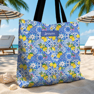 Sommerblau Sizilianische Majolika-Zitrus-Mittelmee Tasche