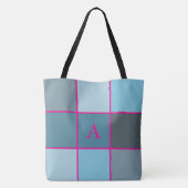 Sommerblau und heißrosa Monogramm geometrisch Tasche (Rückseite)