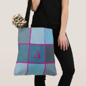 Sommerblau und heißrosa Monogramm geometrisch Tasche (Von Nahem)
