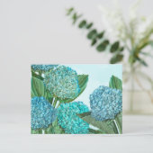 Sommerblaue Hortensienbouquet Postkarte (Stehend Vorderseite)