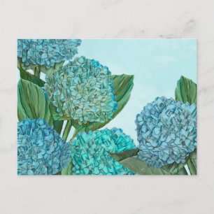 Sommerblauer Hortensienstrauß Postkarte