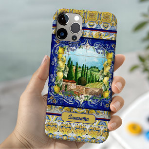 Sommerblauer Italienischer Majolika-Zitrusgarten Case-Mate iPhone Hülle