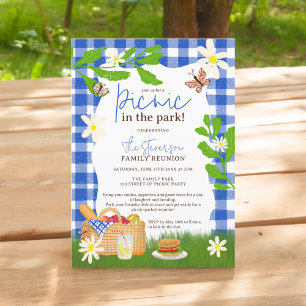 Sommerblauer Spaß Picknick im Park Familientreffen Einladung