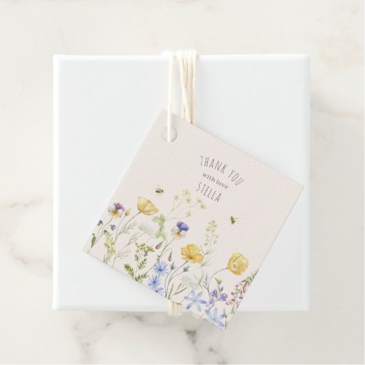 Sommerblicke, Wildblumen, rustikal, Aquarell, Geschenkanhänger (Beispiel)