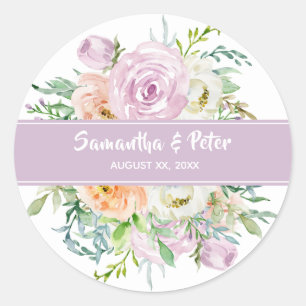 Sommerblumen Blumen Hochzeitsaufkleber rund Runder Aufkleber