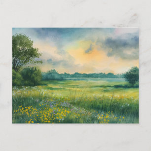 Sommerblumen Feld Aquarell Natur Postkarte