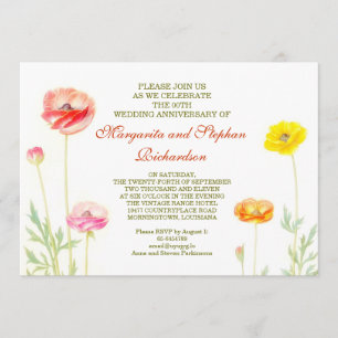 Sommerblumen Garten Hochzeit Jubiläum Einladung