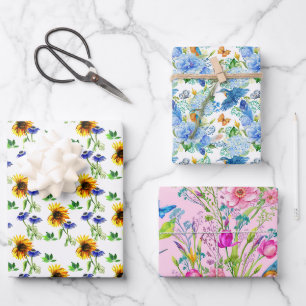 Sommerblumen Geschenkpapier Bogen Set