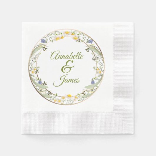 Sommerblumen Hochzeit Geprägte Servietten (Vorderseite)