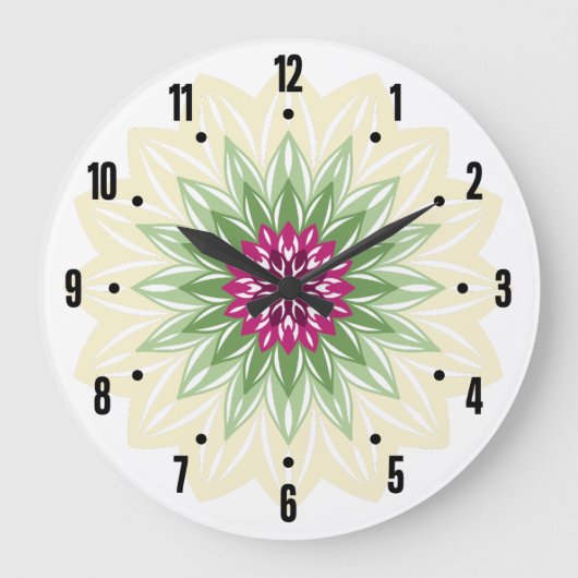 Sommerblumen-Mandala Große Wanduhr (Vorderseite)