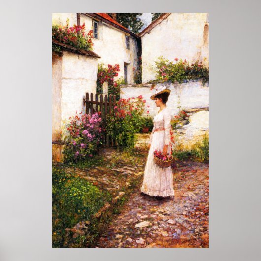 Sommerblumen pflücken in einem Garten in Devonshir Poster (Vorne)