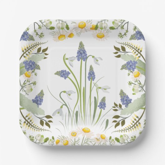 Sommerblumen Quadratische Teller (Vorderseite)