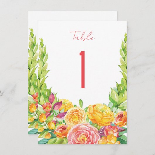 Sommerblumen-Tischnummern (Vorne/Hinten)