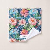 Sommerblumen Tropisches Blumenmuster Blätter Badhandtuch Set (Waschlappen)
