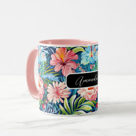 Sommerblumen Tropisches hübsches Blumenmuster Tasse