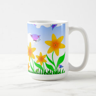 Sommerblumen und Schmetterlinge Kaffeetasse