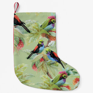 Sommerblumen Vögel: Tropisches Muster Kleiner Weihnachtsstrumpf