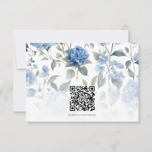 Sommerblumenblau und weiß Elegante Hochzeit RSVP Karte (Rückseite)