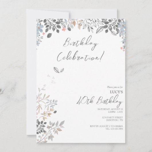 Sommerblumendekor Geburtstagsparty Einladung (Vorderseite)