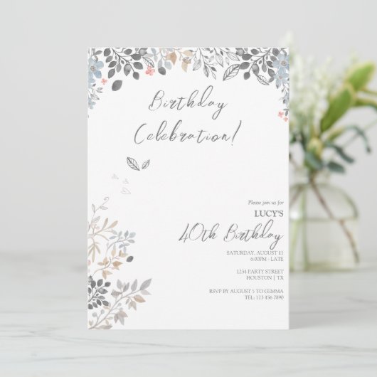 Sommerblumendekor Geburtstagsparty Einladung (Stehend Vorderseite)