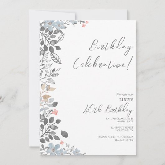 Sommerblumendekor Geburtstagsparty Einladung (Vorderseite)