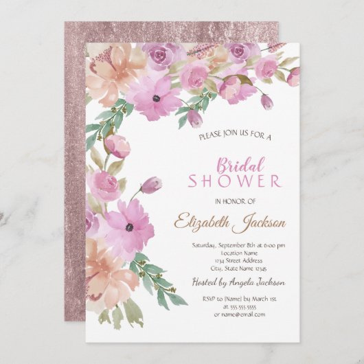 Sommerblumengebirge Brautparty Einladung (Vorne/Hinten)