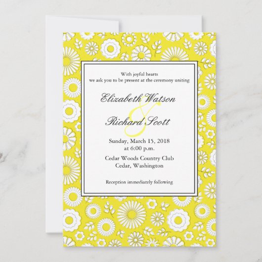 Sommerblumengelbe Hochzeit Einladung (Vorderseite)