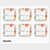 Sommerblumenhandgefertigt mit Liebe danke Quadratischer Aufkleber (Blatt)