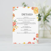 Sommerblumenhochzeit in Rosa und Orange Begleitkarte (Stehend Vorderseite)