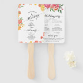 Sommerblumenhochzeit in Rosa und Orange Fächer (Vorne und Hinten)