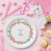 Sommerblumenhochzeit in Rosa und Orange Pappteller (Party)