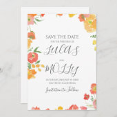 Sommerblumenhochzeit in Rosa und Orange Save The Date (Vorne/Hinten)